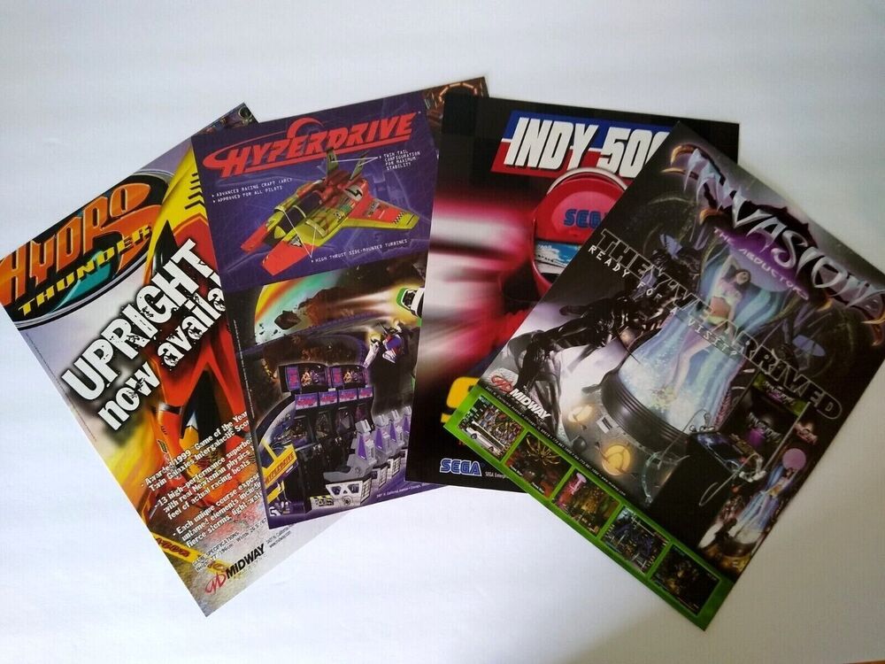 Arcade Game Flyers Invasion The Abductors Indy 500 Hyperdrive Hydro Thunder (4)